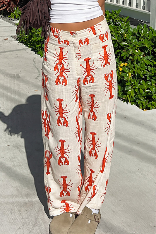 Lobster Print Straight Leg Pants
