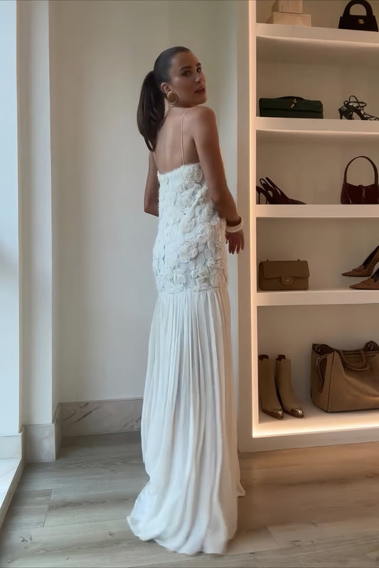 Rose Appliqu鑼?Ruffle Cami Maxi Dress