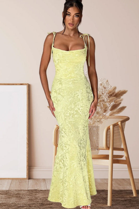 Solid Sash Backless Mermaid Formal Dress