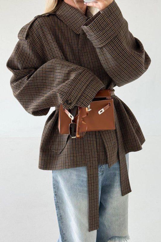 Vintage Houndstooth Demure Designer Coat