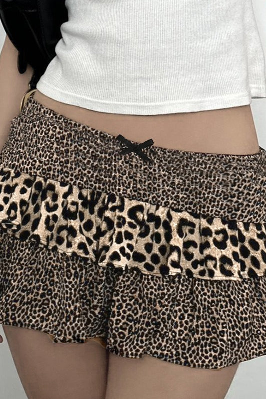 Leopard Patchwork Mini Skirt