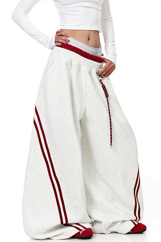 Double Waist Stripe Panel Pants