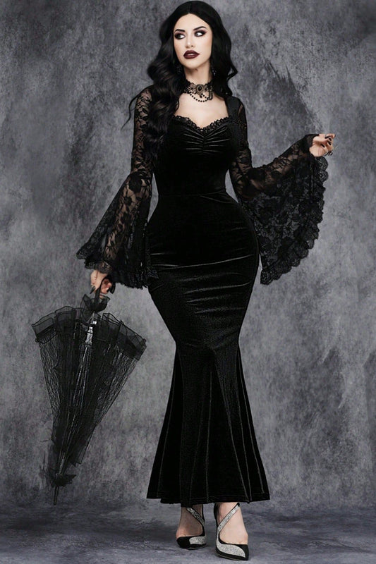 Flare Sleeve Lace Gothic Dress