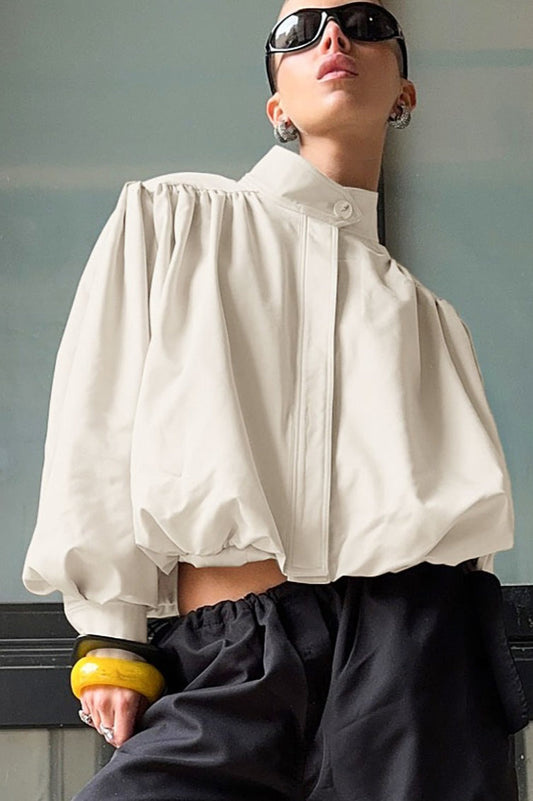 Chic High Neck Puff Sleeve Jacket