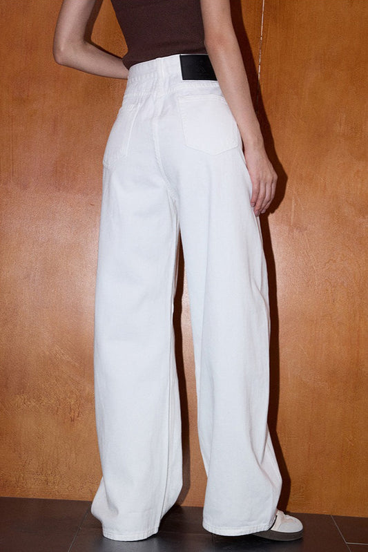 Metallic Accent High Waist Wide Leg Jeans