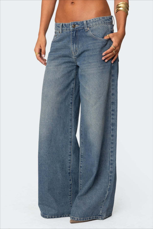 Loose Fit Printed Wide Leg Jean