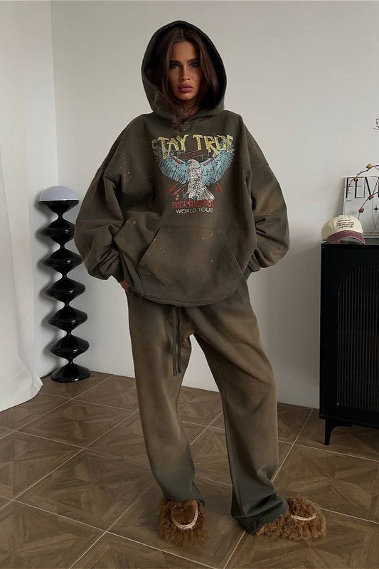 Streetwear Hoodie Two Piece Pants Set