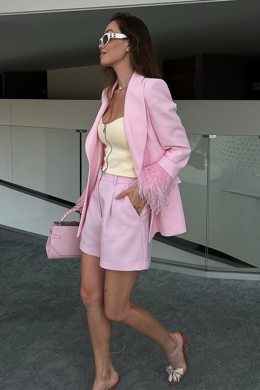 Designer Feather Accent Blazer