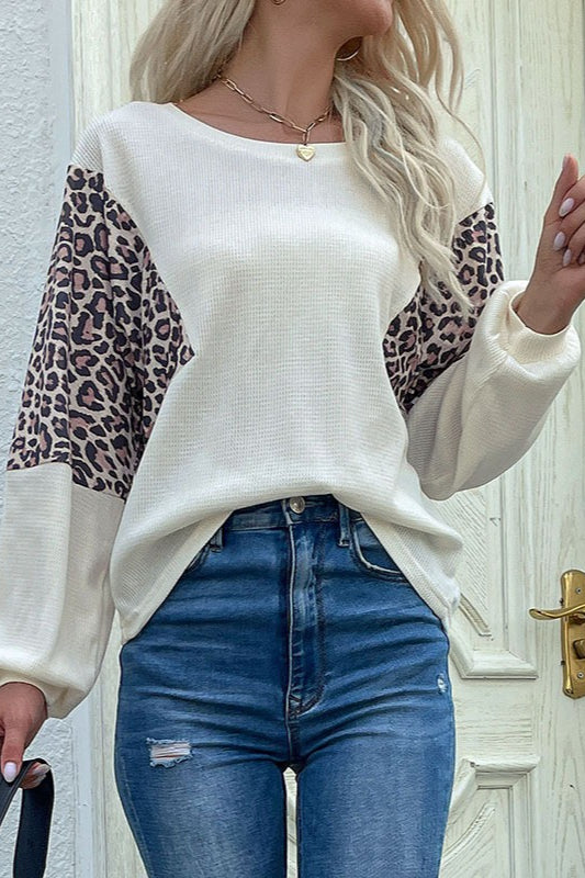 Loose Fit Leopard Panel Sweater