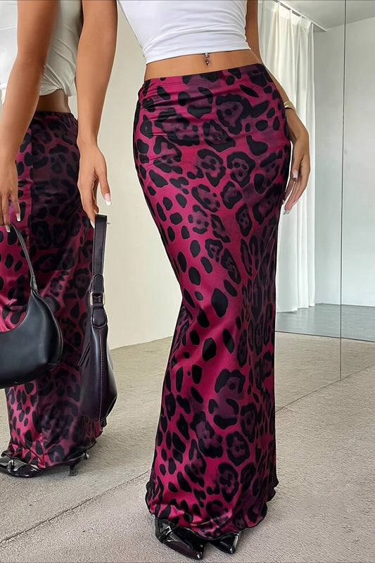Leopard Print Digital Maxi Skirt