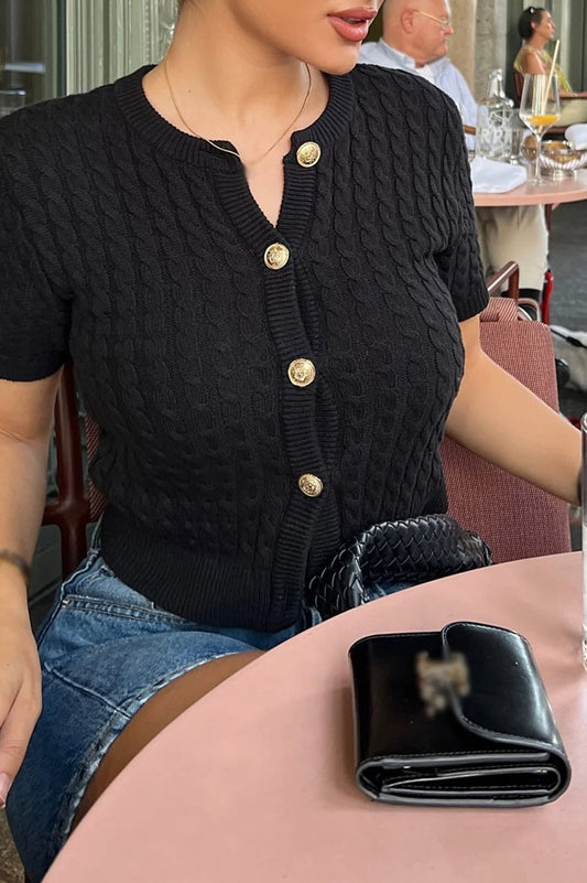 Striped Cable Knit Cardigan