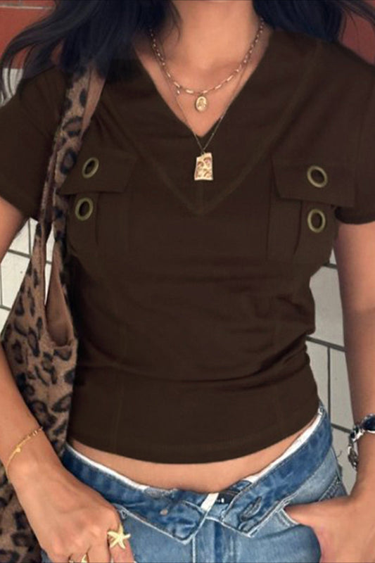 Printed V-Neck Slim Fit T-Shirt