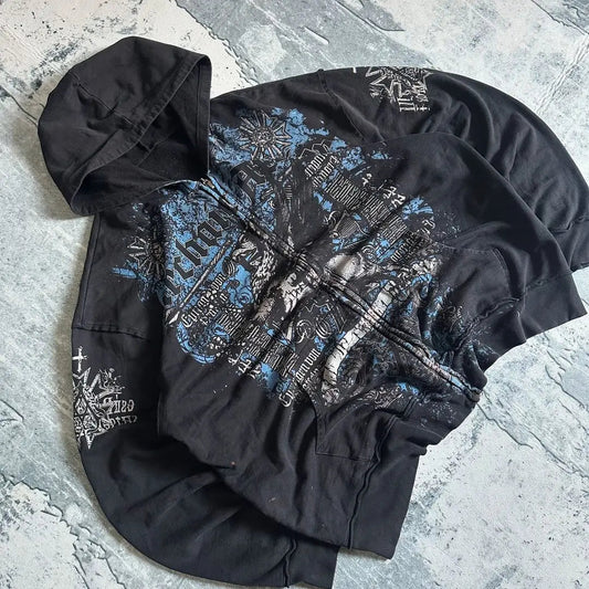 Retro Pattern Zipper Hoodie