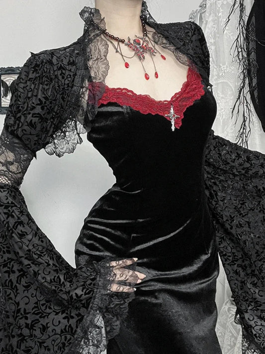 Long Strap Lace Patchwork Maxi Dress