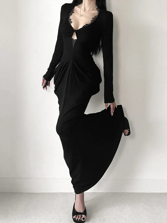 Graceful Lace Patchwork Corset Long Dress