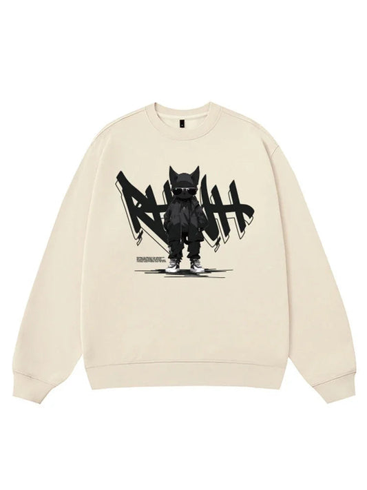 Anime Print Fleece Vintage Sweatshirt