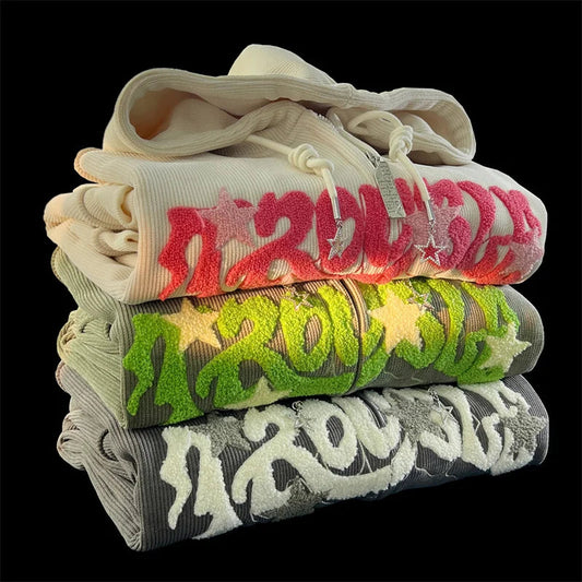 Vintage Goth Corduroy Zip Up Hoodie