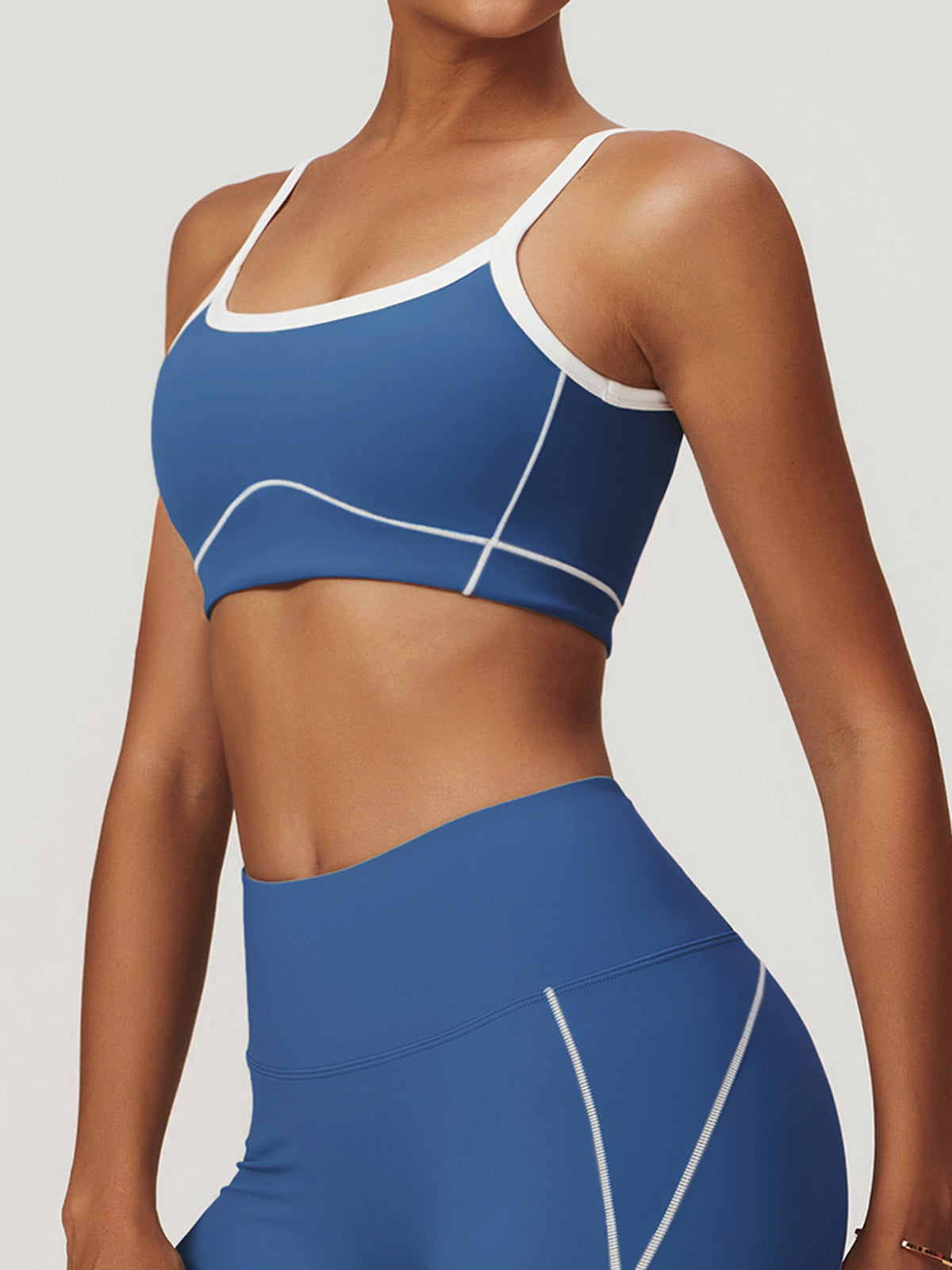 Seamless Contrast Binding Sports Bra Blue / XS Active Tops