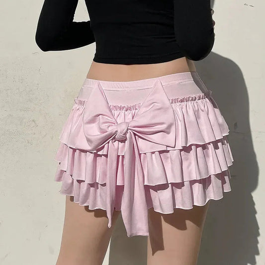 Sweet Low-Waist Pink A-Line Skirt