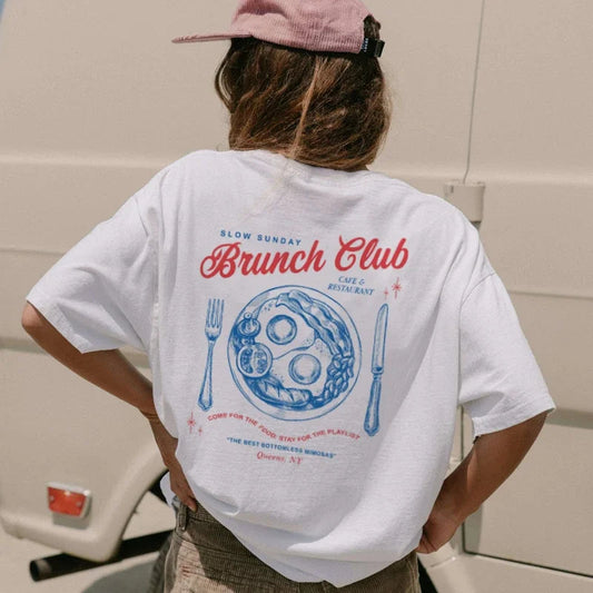 Retro Brunch Club Oversized Graphic T-shirt