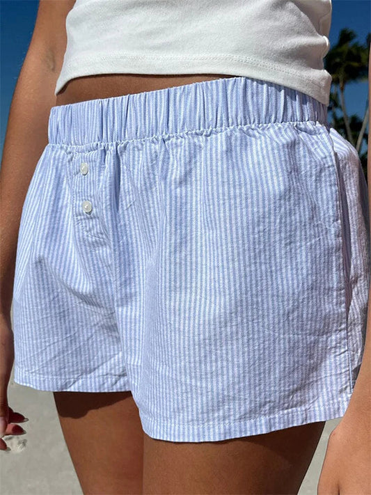 Front Button Plaid Lounge Short