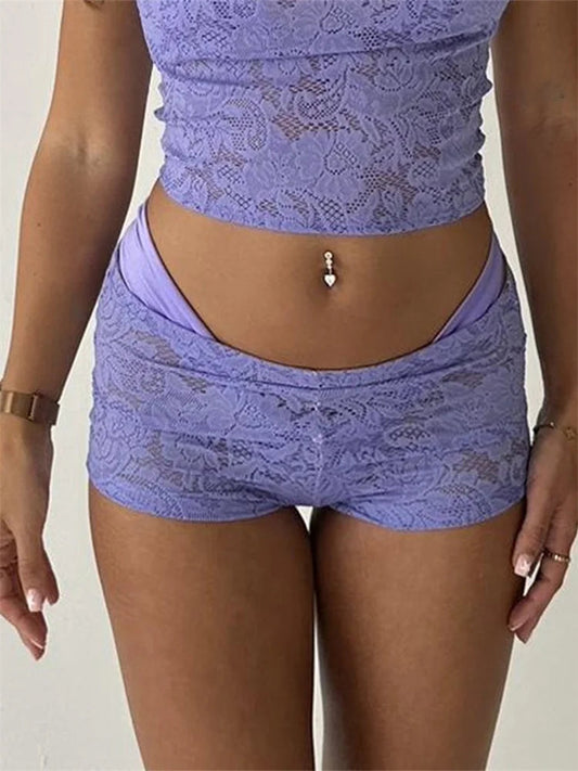 Lace Floral Bikini Cover-Up Short