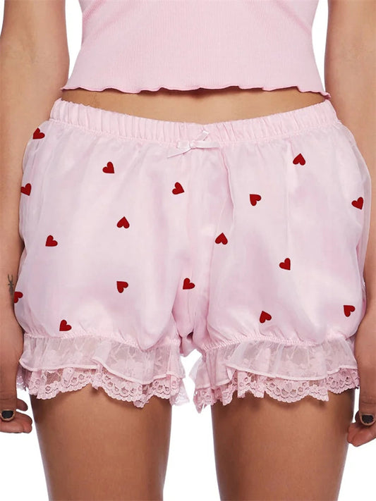 Lace Heart Bow Bloomer Short