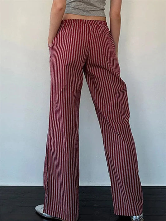 Striped Patchwork Drawstring Elastic Waist Pant