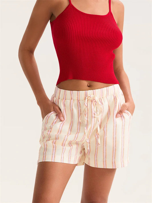 Striped Wide Leg Pocket Short
