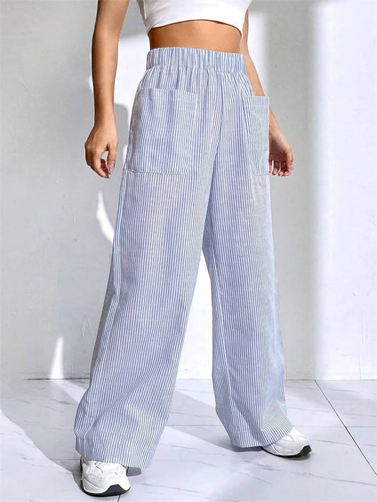 Loose High Waist Striped Lounge Streetwear Pant
