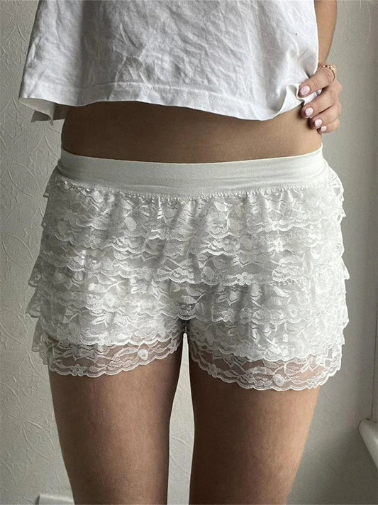 Mesh Lace Layered Booty Short