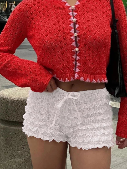 Layered Lace Bow Bloomer Short