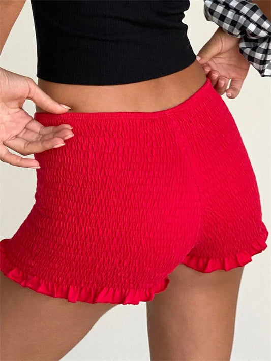 Ruched Ruffled Elastic Waist Short