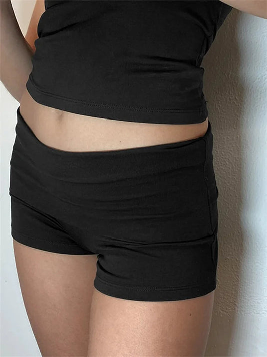 Solid Elastic Low Waist Short