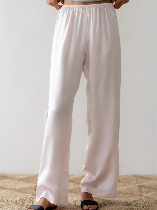 Solid Color Lounge Elastic Waist Pull-On Pant