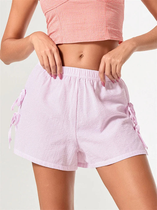 Striped Bow Tie-Up Split Short