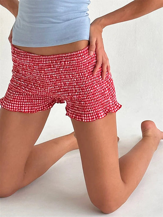 Plaid Ruffled Pajama Lounge Short