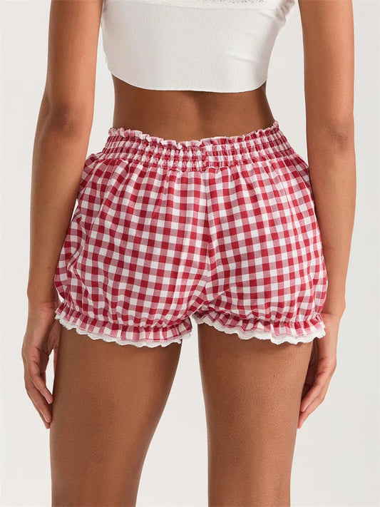 Plaid Lace Ruffle Bloomer Short