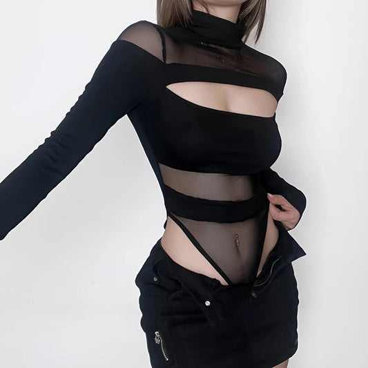 Mesh Bodysuit Knit Top