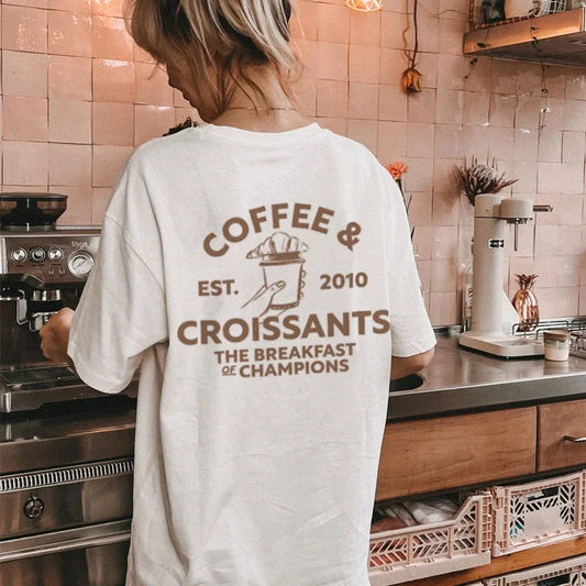 Coffee Croissants Retro Breakfast T-shirt