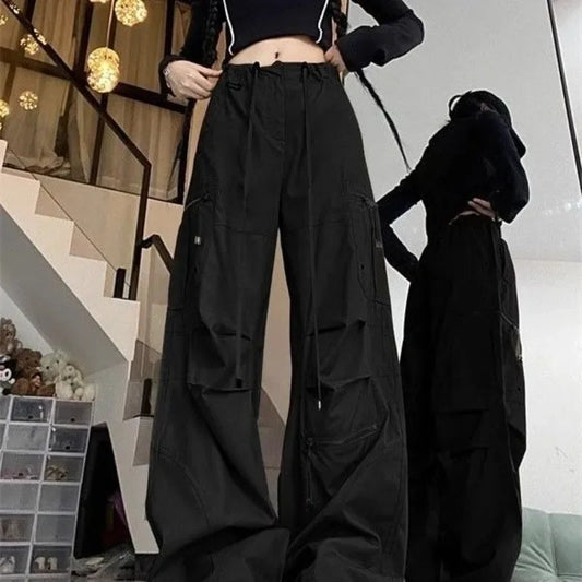 Black Parachute Cargo Pants Y2K Pants