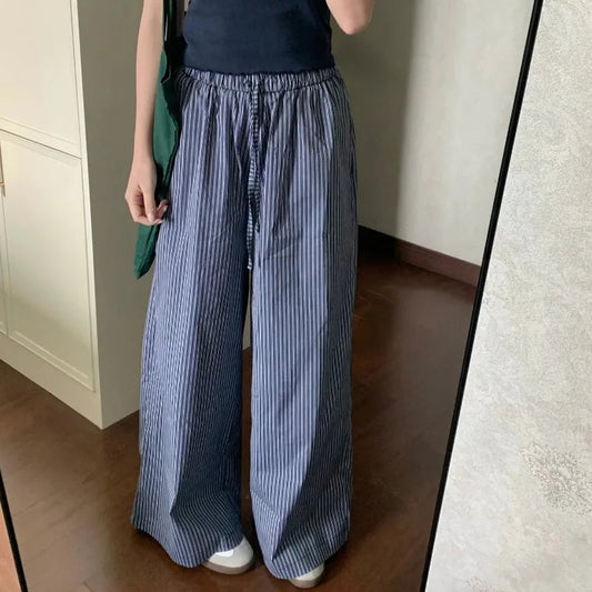 Striped Y2K Women Casual Elastic Pants