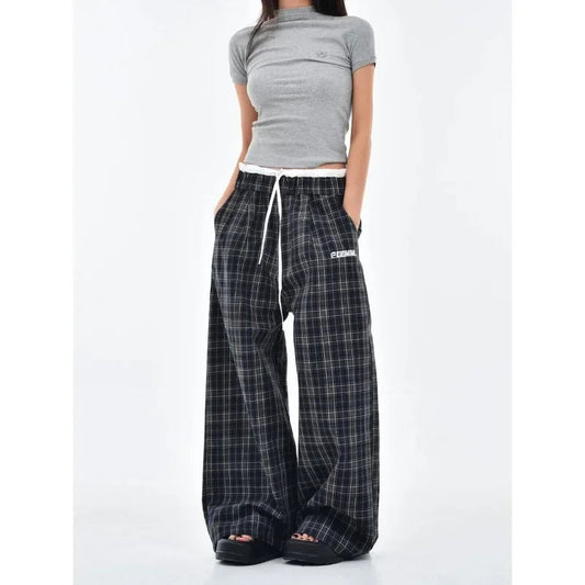 Vintage Y2K Plaid Women Sweatpants Pants