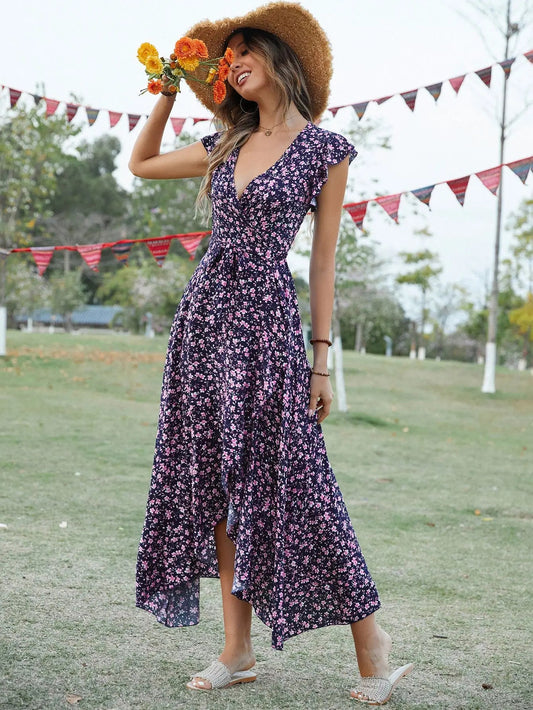 Casual Fitted Floral Print Dress