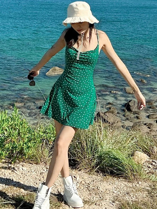 Polka Dot Spaghetti Strap Mini Dress