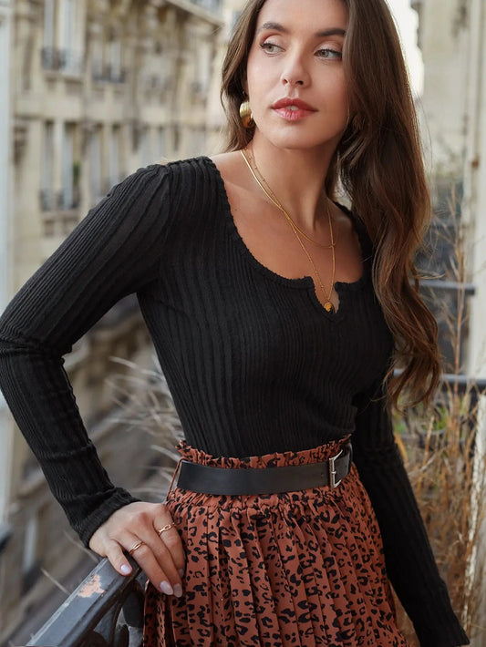 V-neck Slimming Inside Wear Pit Strip Sweater Knit Top