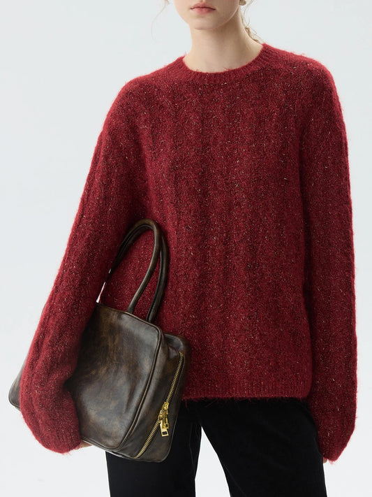 New Year's Red Round Neck Loose Sweater