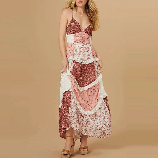 Off-Shoulder Pleated Floral Dress