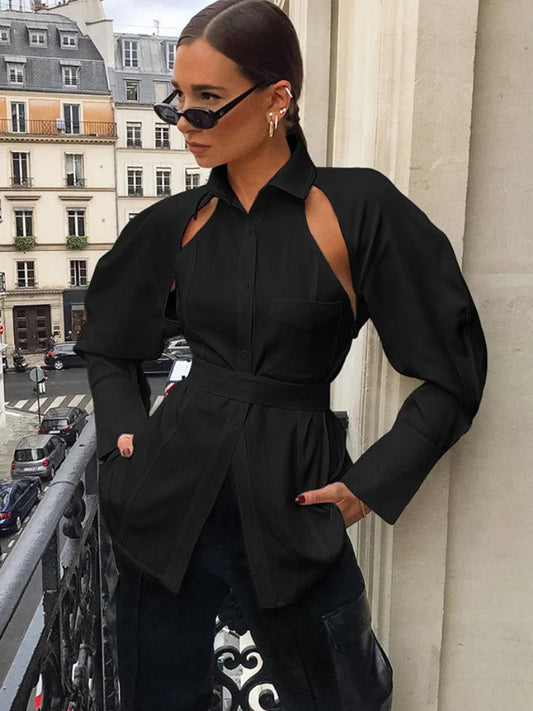 Solid Lapel Single Breasted White Bloshope