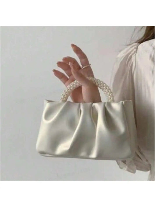Pearl Decoration Square Clutch Wristlet